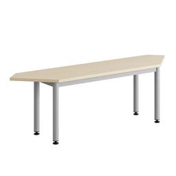 Sittbänk Emil, Hörna 45 gr, B1400 x D350 x H450 mm, Grå metallben och sits kryssfanérBjörk högtryckslaminat, beslag för bultning