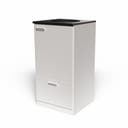 Miljödisk 3 fraktioner, 90 liters kärl med toppmatning, frontlucka, 2 st 25 liters kärl i låda med täckt lådfront, Vit