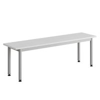 Sittbänk Emil, B1400 x D350 x H350 mm, Grå metallben och sits av kryssfanér med ljusgrå högtryckslaminat