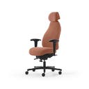 Kontorsstol Malmstolen 4000 med hög rygg, Dux-sits, nackstöd i tyg, armstöd Corona, hjul hårda golv, Tyg Capture 4301 Koppar