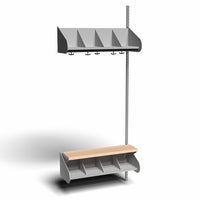 Inredningssystem BST, påb.sekt., 800x300x270 mm, med bänk & m-vägg, 4 platser