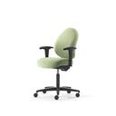 Kontorsstol Malmstolen R3M med låg rygg, Dux-sits, armstöd Corona, hjul för hårda golv, Tyg Capture 6501 Grön