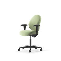 Kontorsstol Malmstolen R3M med låg rygg, Dux-sits, armstöd Corona, hjul för hårda golv, Tyg Capture 6501 Grön