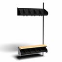 Inredningssystem BST, påb.sekt., 1000x300x270 mm, med bänk & m-vägg, 5 platser