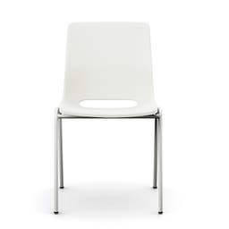 Staplingsbar stol Ana, helt Vit Polypropylen. Grå 4-bensstativ, B495xD515 mm, sitthöjd 430 mm. Filtfot