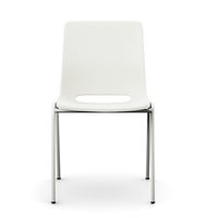 Staplingsbar stol Ana, helt  Vit Polypropylen. Grå 4-bensstativ, B495xD515 mm, sitthöjd 430 mm. Filtfot