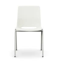 Staplingsbar stol Ana, helt  Vit Polypropylen. Grå 4-bensstativ, B495xD515 mm, sitthöjd 430 mm. Filtfot
