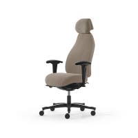Kontorsstol Malmstolen 7000 med hög rygg, Dux-sits, nackstöd i tyg, armstöd Corona, hjul hårda golv, Tyg Capture 5103 Beige