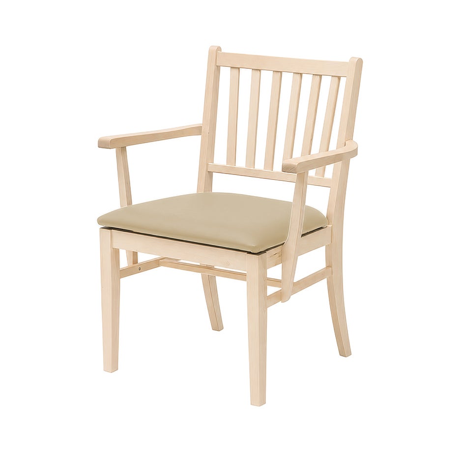 Karmstol Ester, B570 x D540 x H860 mm, stativ björk, klädsel konstläder Nevotex Illusion beige