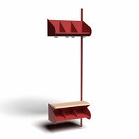 Inredningssystem BST, påb.sekt., 600x300x270 mm, med bänk & m-vägg, 3 platser