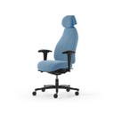 Kontorsstol Malmstolen 7000 med hög rygg, Dux-sits, nackstöd i tyg, armstöd Corona, hjul hårda golv, Tyg Capture 4901 Blå