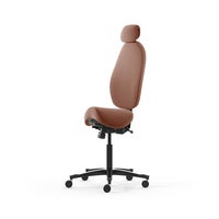 Sadelstol Malmstolen Active H5 med hög rygg, nackstöd i tyg, hjul för hårda golv, Tyg Capture 4301 Koppar