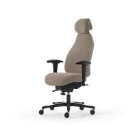 Kontorsstol Malmstolen 4000 med hög rygg, Dux-sits, nackstöd i tyg, armstöd Corona, hjul hårda golv, Tyg Capture 5103 Beige