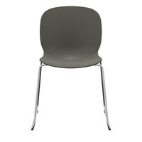 Staplingsbar stol Noor, benstativ ljusgrå medar, helt sittskal av mörkgrå PP, filttassar