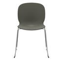 Staplingsbar stol Noor, benstativ ljusgrå medar, helt sittskal av mörkgrå PP, filttassar