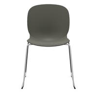 Staplingsbar stol Noor, benstativ ljusgrå medar, helt sittskal av mörkgrå PP, filttassar