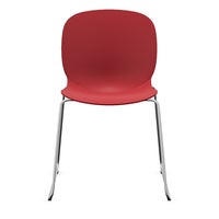 Staplingsbar stol Noor, benstativ ljusgrå medar, helt sittskal av röd PP, filttassar