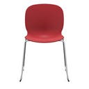 Staplingsbar stol Noor, benstativ ljusgrå medar, helt sittskal av röd PP, filttassar