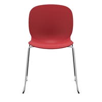 Staplingsbar stol Noor, benstativ ljusgrå medar, helt sittskal av röd PP, filttassar