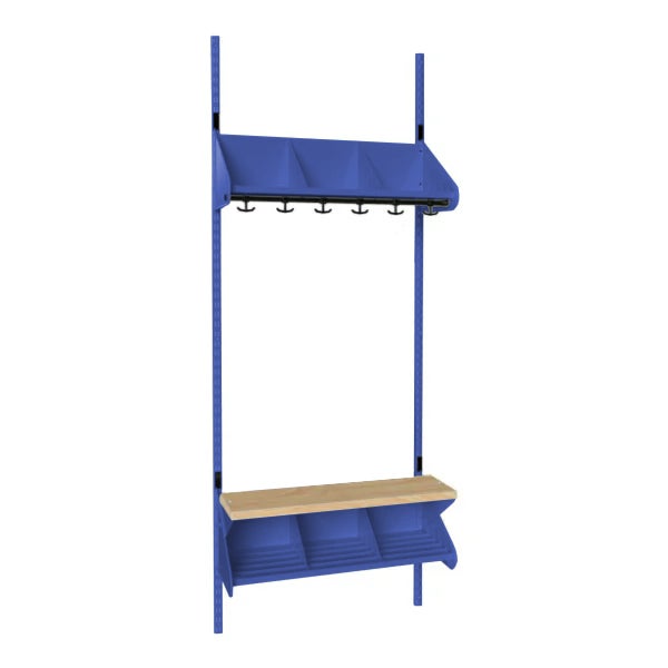 Inredningssystem BST, grundsekt., 900x300x270 mm, med bänk & m-vägg, 3 platser