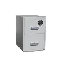 Brandsäkra mapp/arkivskåp, 2-lådigt, B551xD750xH845 mm, brandkl. UL120P, kodlås
