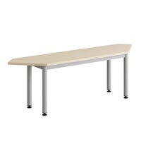 Sittbänk Emil, Hörna 45 gr, B1400 x D350 x H450 mm, Grå metallben och sits kryssfanérBjörk högtryckslaminat, beslag för bultning