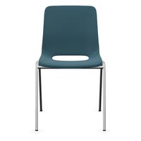 Staplingsbar stol Ana, helt  Ljusblå Polypropylen. Grå 4-bensstativ, B495xD515 mm, sitthöjd 430 mm. Plastfot
