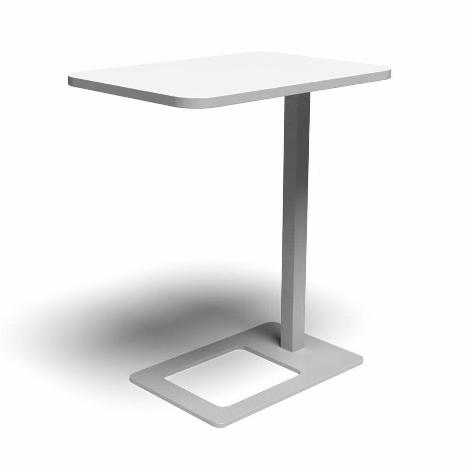 Bord Mobi, L400 x D500 x H620 mm, Vit laminat och stativ Gråmetallic