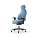 Kontorsstol Malmstolen 7000 wide hög rygg, Dux-sits, nackstöd tyg, armstöd Corona, hjul hårda golv, Tyg Capture 4901 Blå