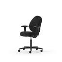 Kontorsstol Malmstolen R3M med låg rygg, Dux-sits, armstöd Corona, hjul för hårda golv, Tyg Capture 5701 Svart