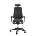 Arbetsstol Höganäs 280 Small med hög rygg och 4D armstöd och nackstöd äkta läder, stor ställbarhet, tyg Xtreme