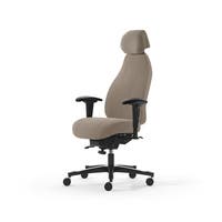 Kontorsstol Malmstolen 4000 med hög rygg, Dux-sits, nackstöd i tyg, armstöd Corona, hjul hårda golv, Tyg Capture 5103 Beige