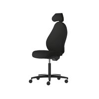 Kontorsstol Malmstolen R3H med hög rygg, Dux-sits, nackstöd i tyg, hjul för hårda golv, Tyg Capture 5701 Svart