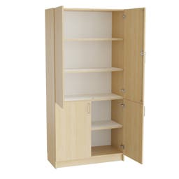 Högskåp Mora, B800 x D470 x H2100 mm, delade dörrar, laminat björk