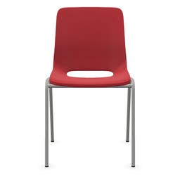 Staplingsbar stol Ana, helt Röd Polypropylen. Grå 4-bensstativ, B495xD515 mm, sitthöjd 430 mm. Plastfot