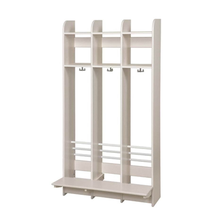 Klädfack Troll 3-fack, H1500xB810xD250 mm, med sittbänk i laminat