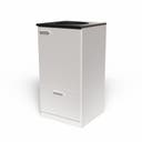 Miljödisk 3 fraktioner, 90 liters kärl med toppmatning, frontlucka, 2 st 25 liters kärl i låda med täckt lådfront, Vit