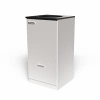 Miljödisk 3 fraktioner, 90 liters kärl med toppmatning, frontlucka, 2 st 25 liters kärl i låda med täckt lådfront, Vit