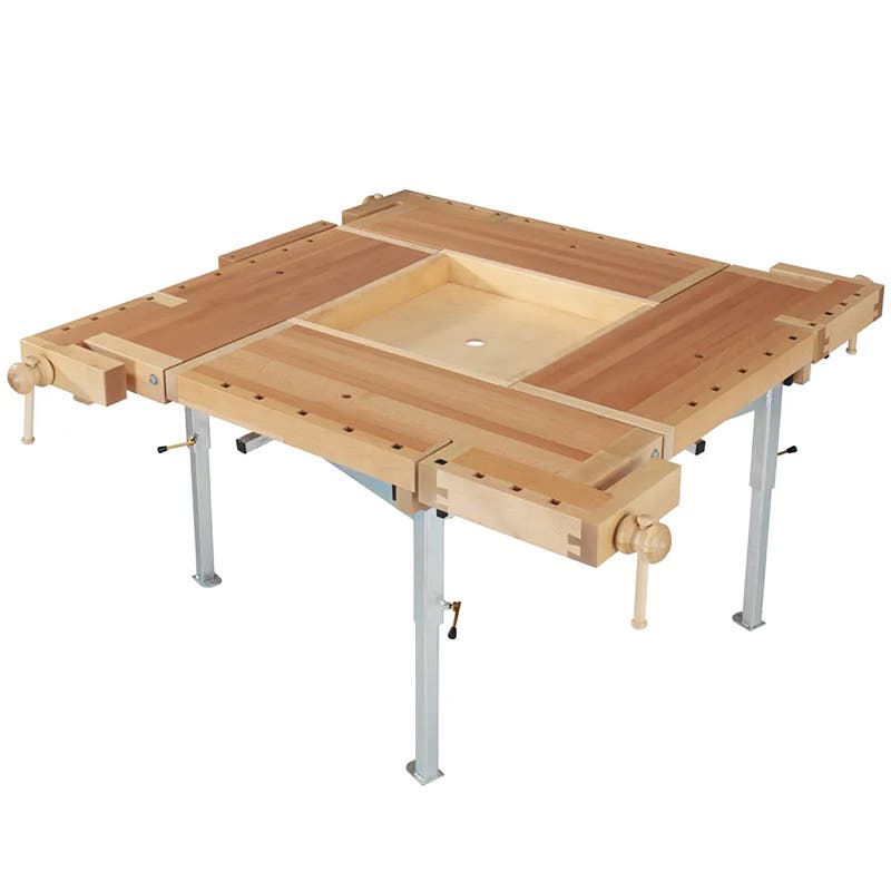 Hyvelbänk Stockarydsbänken 4:an, 1600x1600 mm, stålunderrede, ställbar höjd