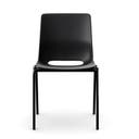 Staplingsbar stol Ana, helt  Svart Polypropylen. Grå 4-bensstativ, B495xD515 mm, sitthöjd 430 mm. Filtfot