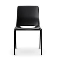 Staplingsbar stol Ana, helt  Svart Polypropylen. Grå 4-bensstativ, B495xD515 mm, sitthöjd 430 mm. Filtfot