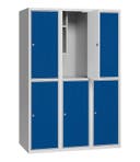 Elevskåp med stål/laminatdörr, skolklinka för hänglås, 900x550x1900 mm, 6 fack