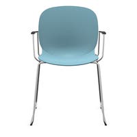 Staplingsbar stol Noor med armstöd, benstativ ljusgrå medar, helt sittskal av ljusblå PP, filttassar