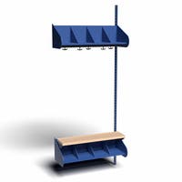 Inredningssystem BST, påb.sekt., 800x300x270 mm, med bänk & m-vägg, 4 platser