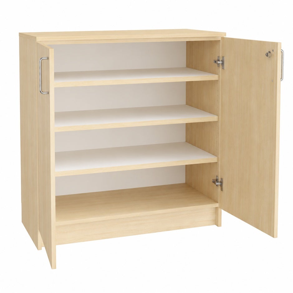 Bänkskåp Mora, B1000 x D470 x H910 mm, dubbeldörr, 3 flyttbara hyllplan, laminat björk