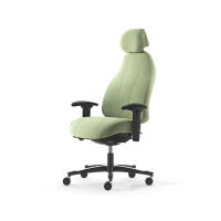 Kontorsstol Malmstolen 7000 wide hög rygg, Dux-sits, nackstöd tyg, armstöd Corona, hjul hårda golv, Tyg Capture 6501 Grön