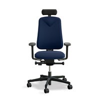 Arbetsstol Höganäs 280 Small med hög rygg och 4D armstöd och nackstöd äkta läder, stor ställbarhet, tyg Select