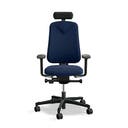 Arbetsstol Höganäs 280 Small med hög rygg och 4D armstöd och nackstöd äkta läder, stor ställbarhet, tyg Select