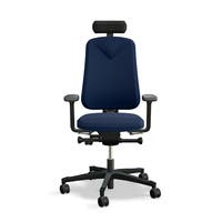 Arbetsstol Höganäs 280 Small med hög rygg och 4D armstöd och nackstöd äkta läder, stor ställbarhet, tyg Select