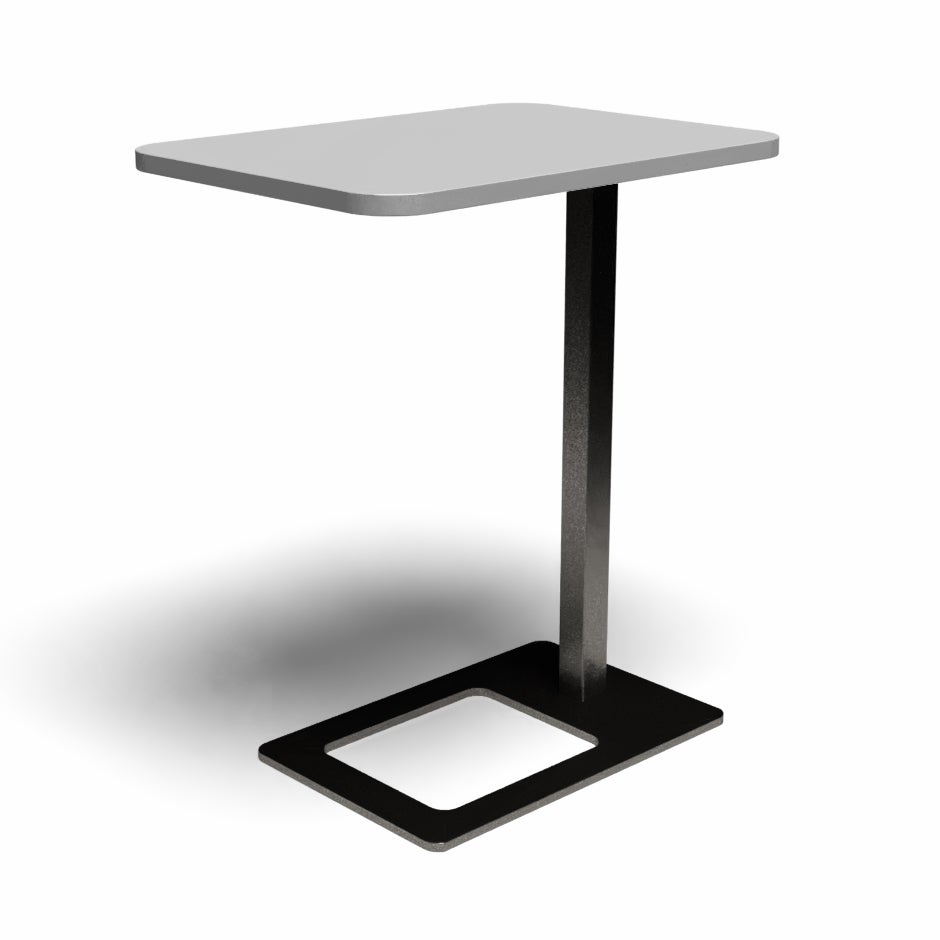 Bord Mobi, L400 x D500 x H620 mm, Ljusgrå laminat och stativ Svart